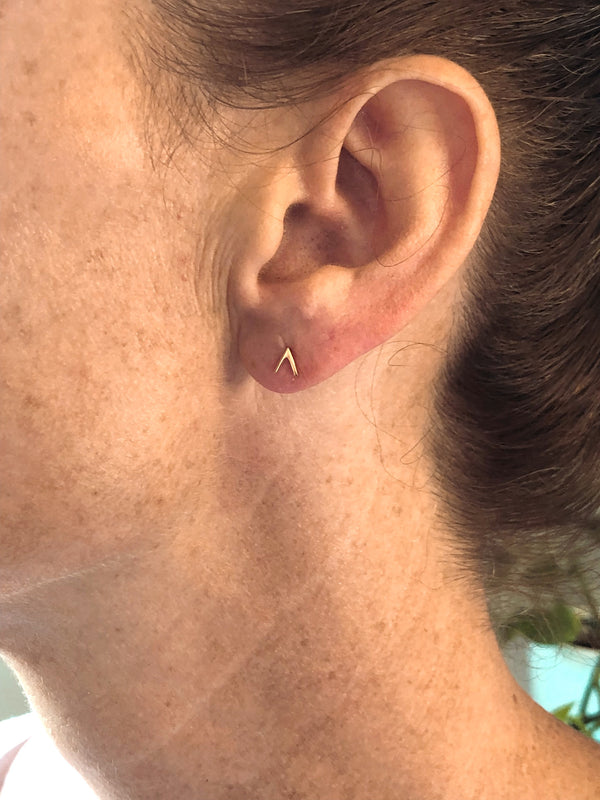Isaiah Collection 14K Gold Plate Brightly Polished Arrow Studs