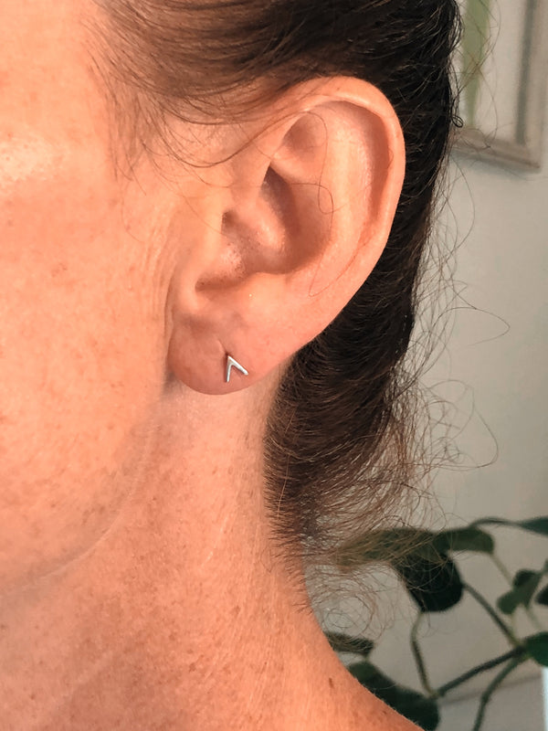 Isaiah Collection White Rhodium Plate Brightly Polished Arrow Studs