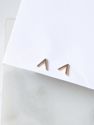 Isaiah Collection 14K Gold Plate Brightly Polished Arrow Studs