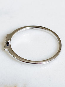 Isaiah Collection White Rhodium Plate Petite White Topaz Cross Ring