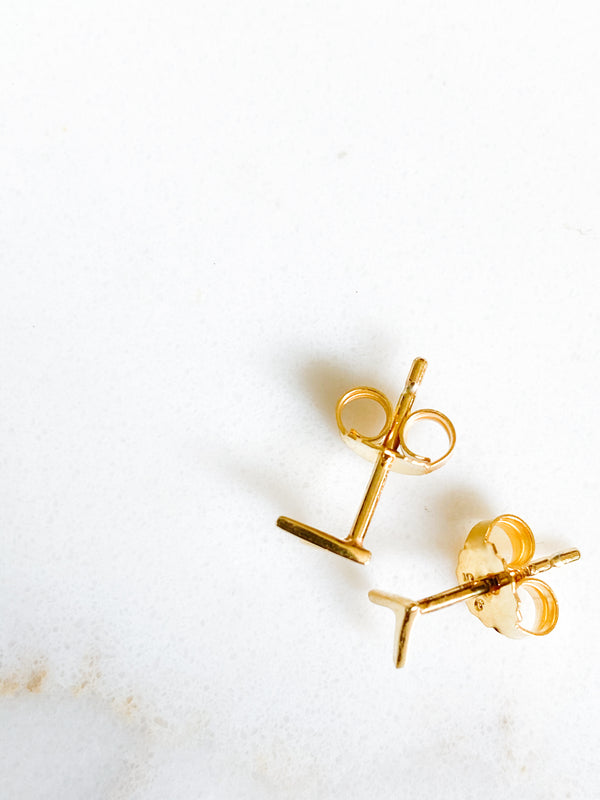 Isaiah Collection 14K Gold Plate Brightly Polished Arrow Studs