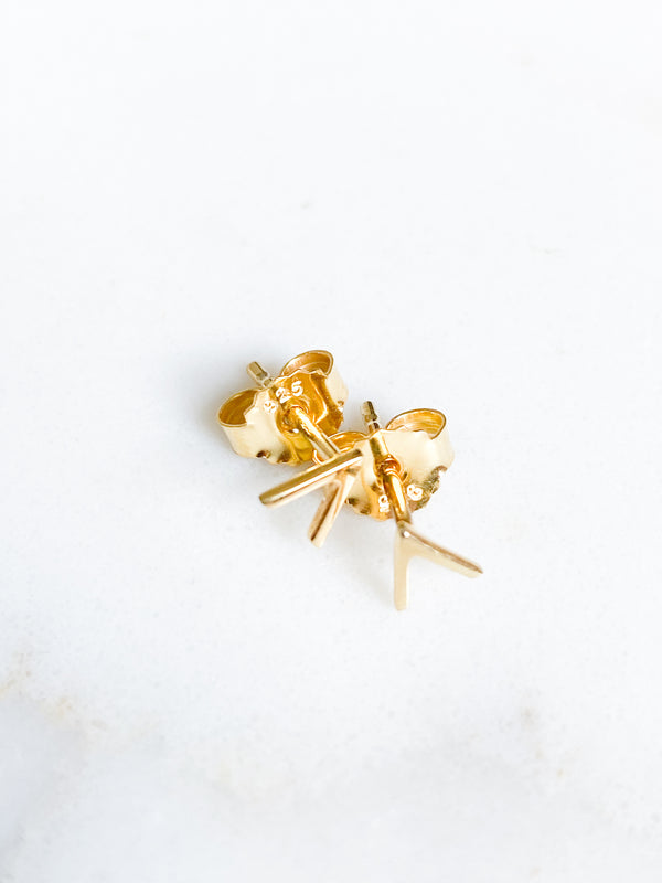 Isaiah Collection 14K Gold Plate Brightly Polished Arrow Studs