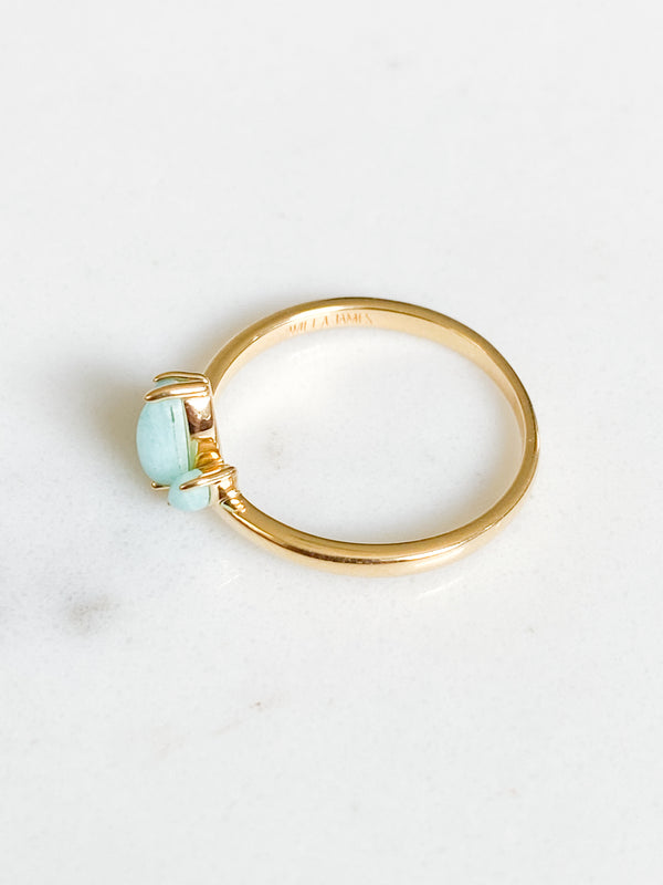 Ecclesiastes Collection 14K Gold Plate Sterling Silver Triple Marquise Amazonite Ring
