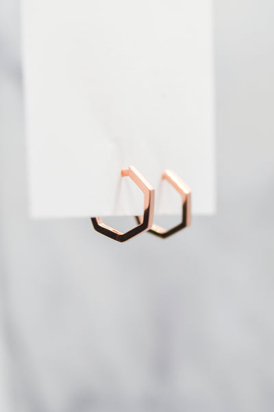 James Collection 14K Rose Gold Plate 12mm Heptagon Huggie Hoop Earrings