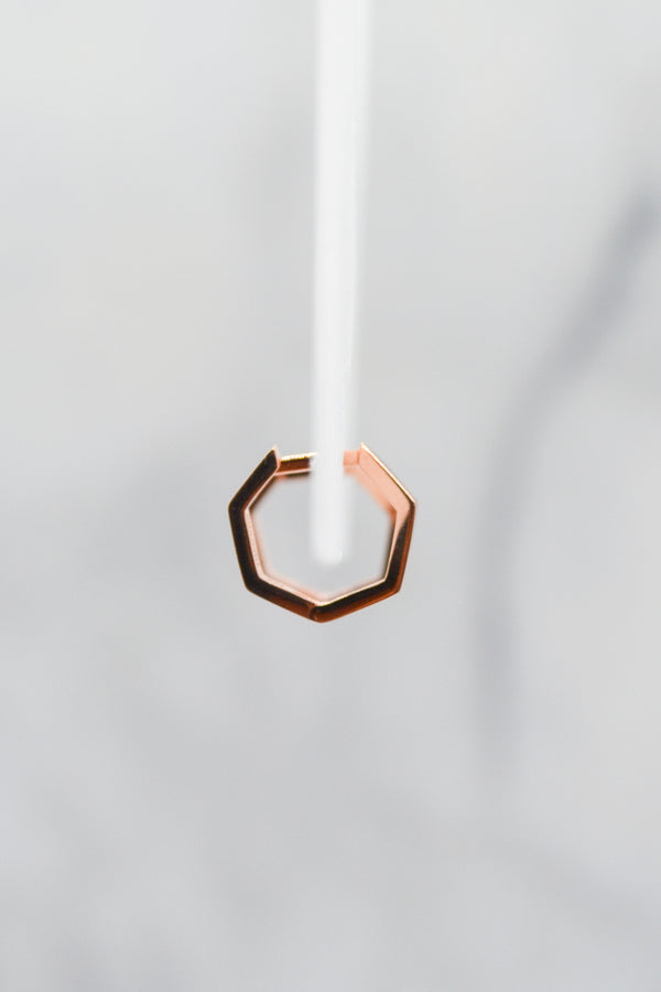 James Collection 14K Rose Gold Plate 12mm Heptagon Huggie Hoop Earrings