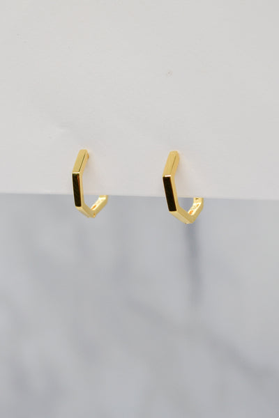 James Collection 14K Gold Plate 12mm Heptagon Huggie Earrings