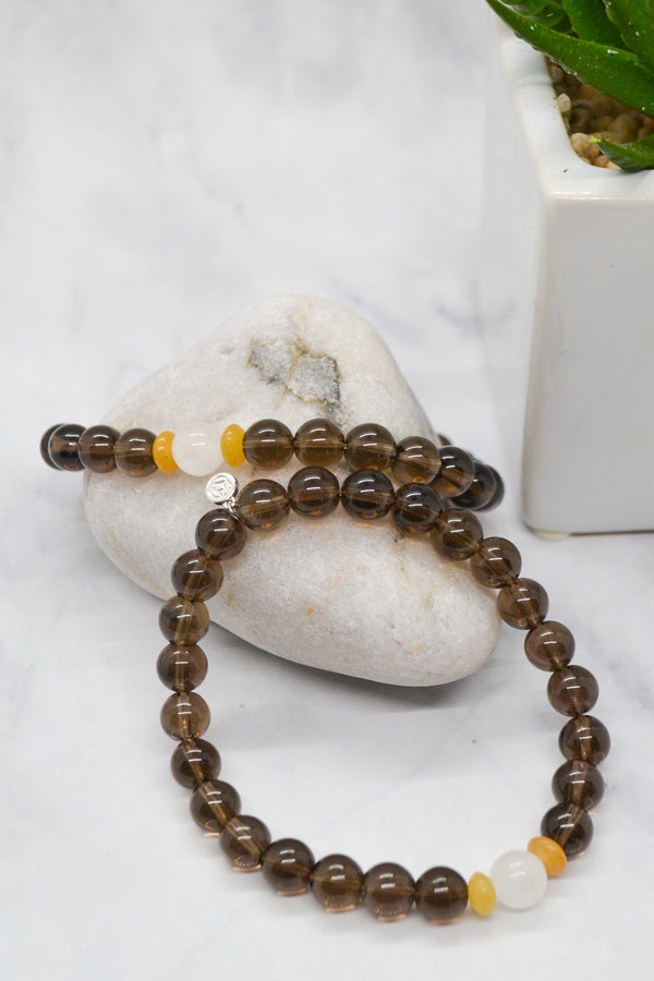 Men's Collection 14K Gold Plate Smokey Quartz Bracelet