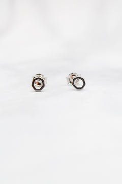Corinthians Collection White Rhodium Plate 7-Sided Petite Stud Earrings