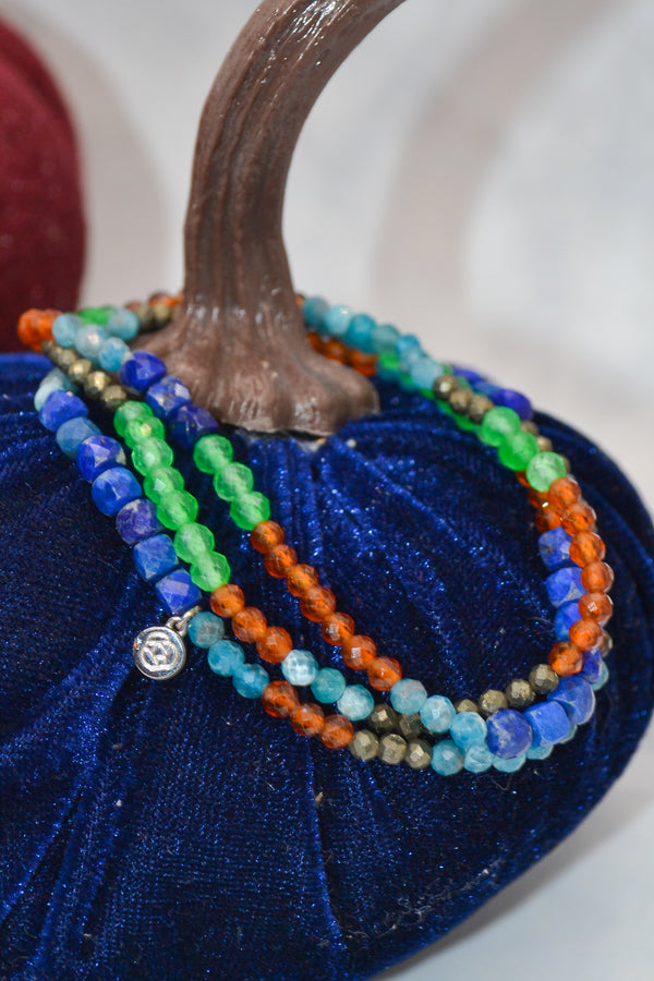 Warrior Collection White Rhodium Plate Set of 3 Multi-Gem Bracelets