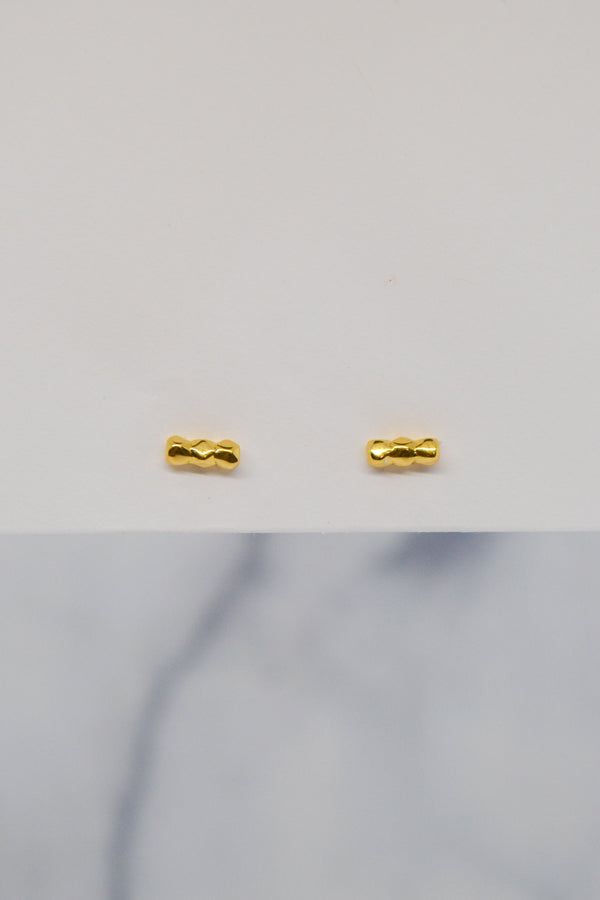 Luke Collection 14K Gold Plate Plate Petite 3 Bead Bar Stud Earrings