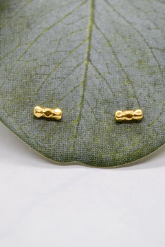 Luke Collection 14K Gold Plate Plate Petite 3 Bead Bar Stud Earrings