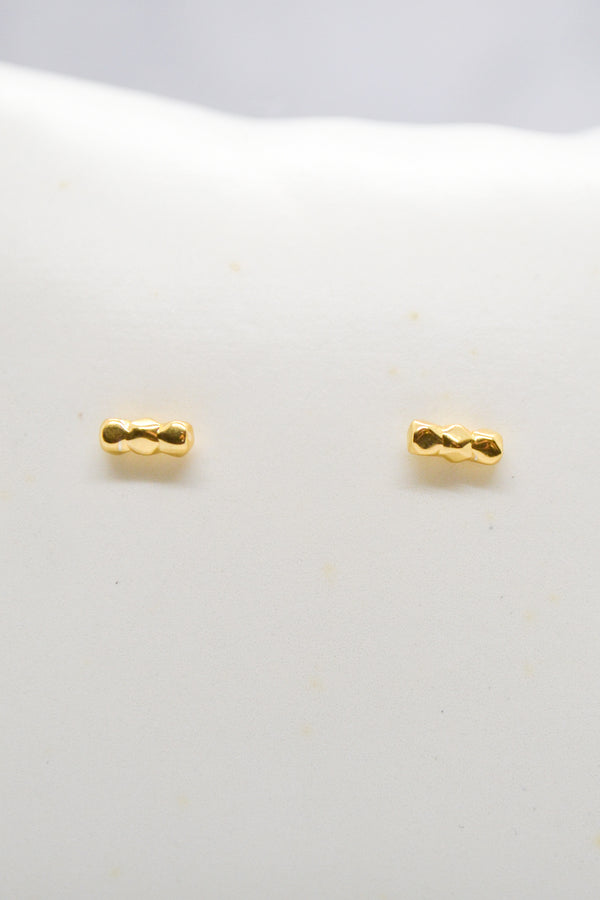 Luke Collection 14K Gold Plate Plate Petite 3 Bead Bar Stud Earrings