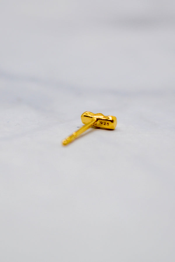 Luke Collection 14K Gold Plate Plate Petite 3 Bead Bar Stud Earrings