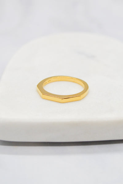 James Collection 14K Gold Plate Faceted Shank Brightly Polished Ring