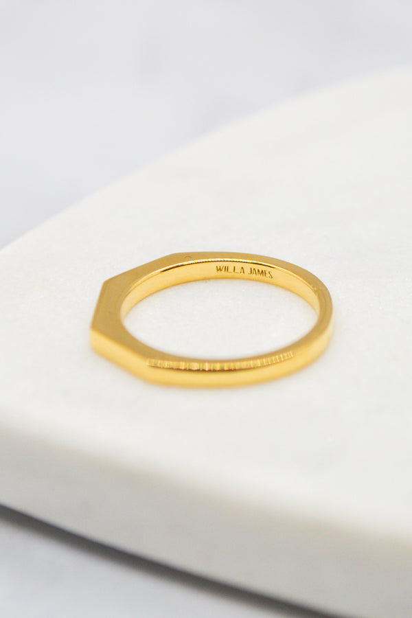 James Collection 14K Gold Plate Faceted Shank Brightly Polished Ring