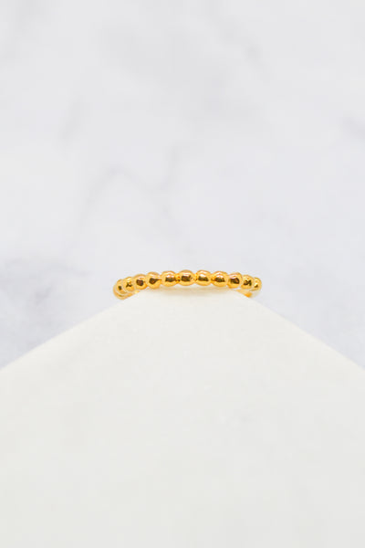 Luke Collection 14K Gold Plate Polished Petite Beaded Stack Ring