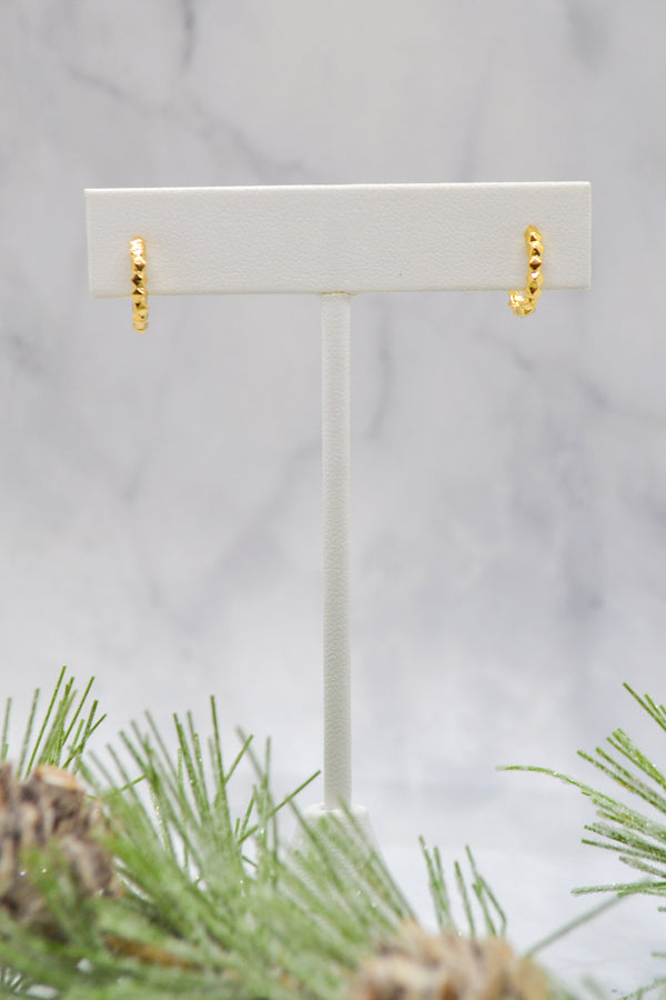 Luke Collection 14K Gold Plate 12mm Petite Beaded Huggie Earrings