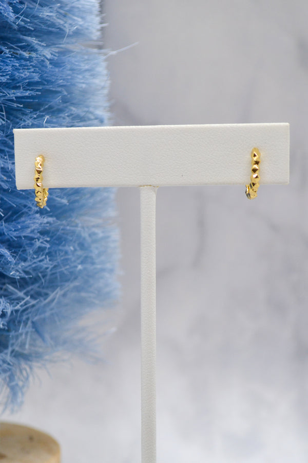 Luke Collection 14K Gold Plate 12mm Petite Beaded Huggie Earrings