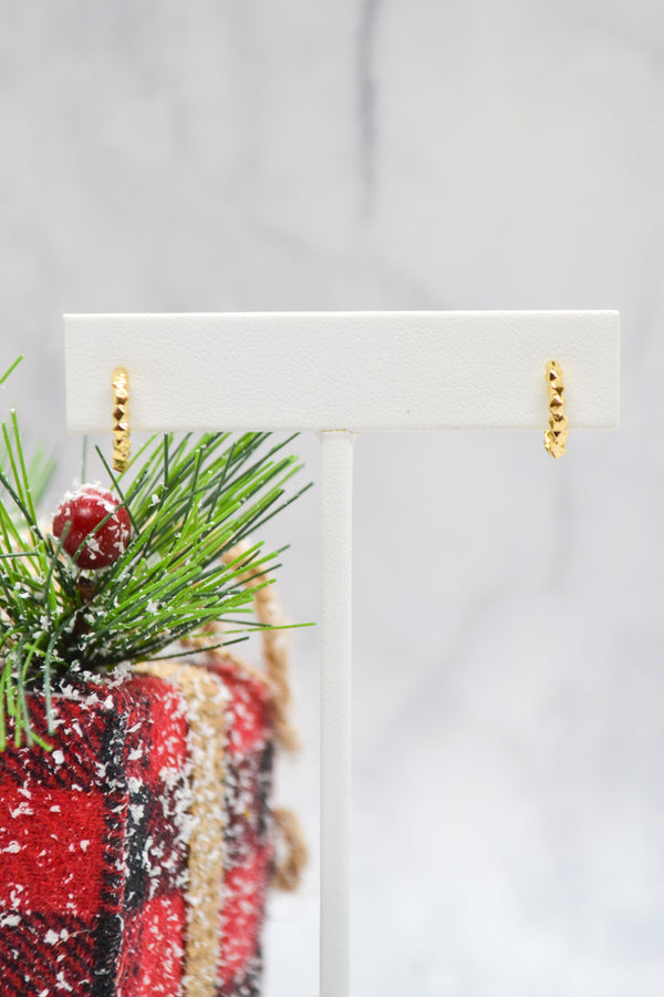 Luke Collection 14K Gold Plate 12mm Petite Beaded Huggie Earrings