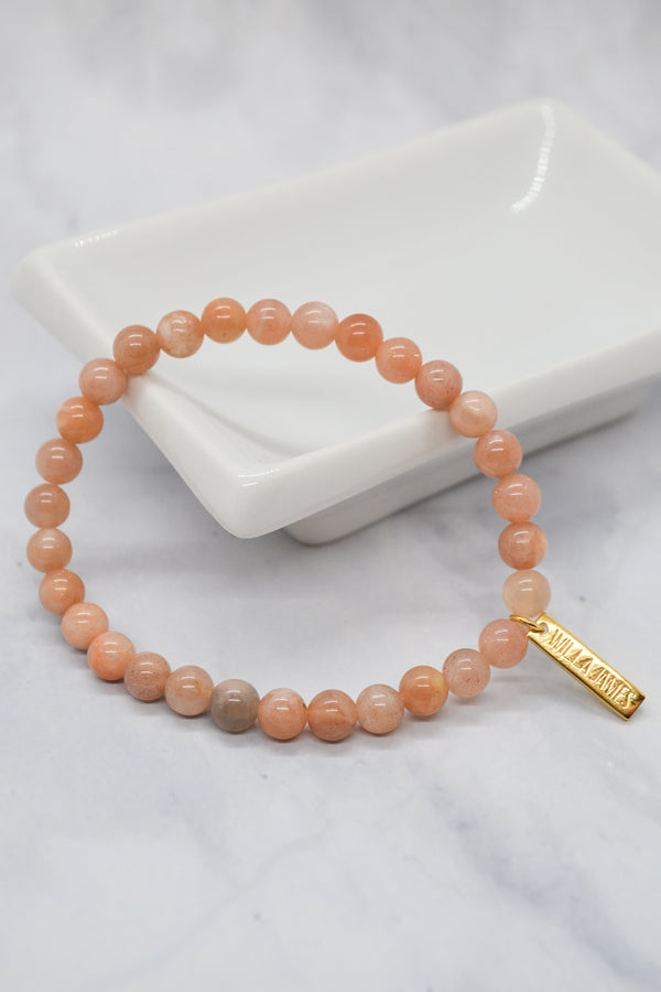 Confidence and Self-Esteem 14K Plate Polished Sunstone Stretch Bracelet