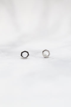 Corinthians Collection White Rhodium Plate 7-Sided Petite Stud Earrings