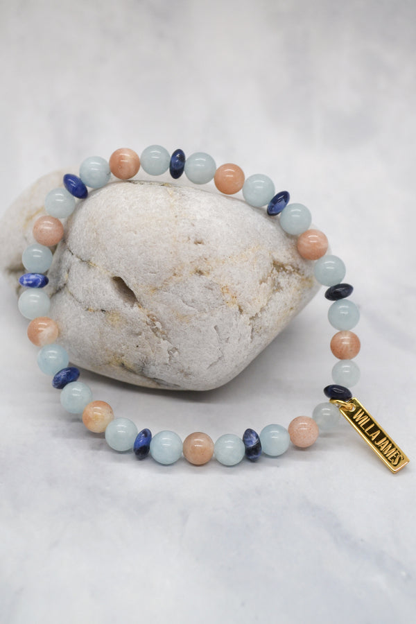 Overcomer Collection 14K Gold Plate Multi-gem Stretch Bracelet