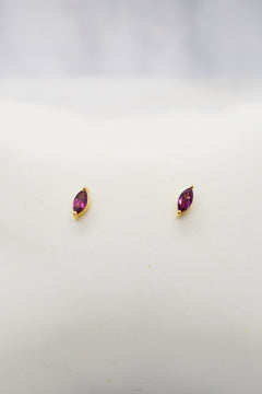 Luke Collection 14K Gold Plate Petite Marquise Rhodolite Stud Earrings