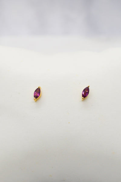 Luke Collection 14K Gold Plate Petite Marquise Rhodolite Stud Earrings