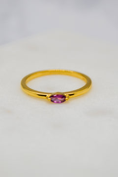 Luke Collection 14K Gold Plate Petite Marquise Rhodolite Stack Ring