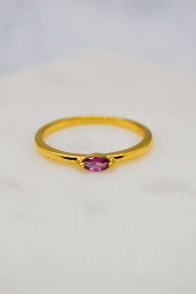 Luke Collection 14K Gold Plate Petite Marquise Rhodolite Stack Ring