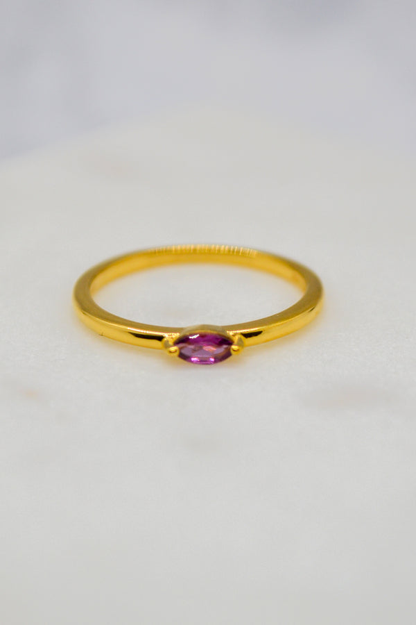 Luke Collection 14K Gold Plate Petite Marquise Rhodolite Stack Ring