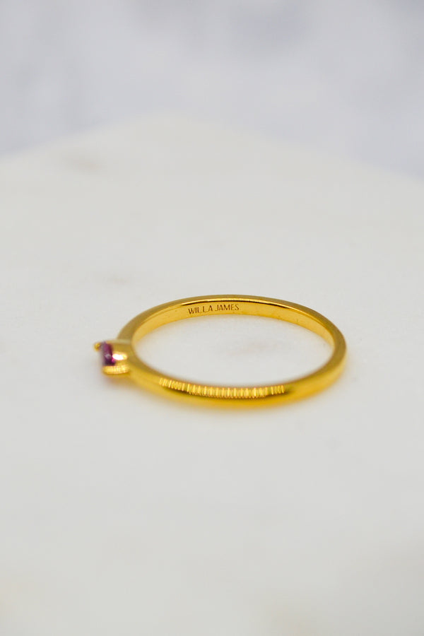 Luke Collection 14K Gold Plate Petite Marquise Rhodolite Stack Ring