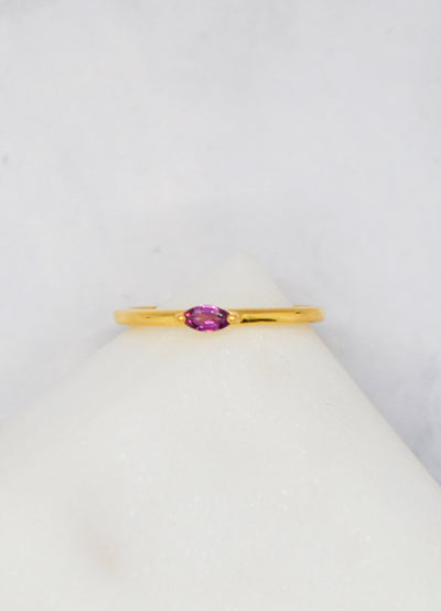 Luke Collection 14K Gold Plate Petite Marquise Rhodolite Stack Ring