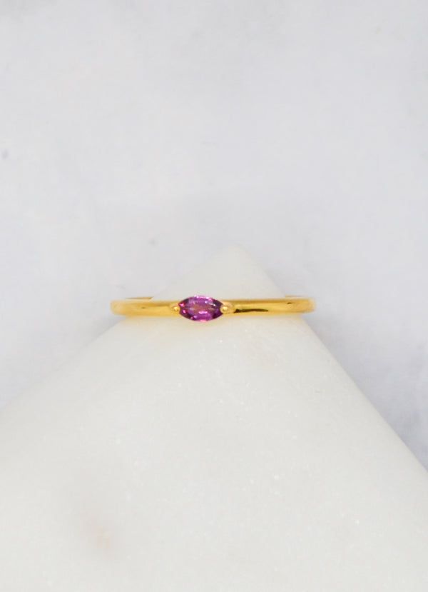 Luke Collection 14K Gold Plate Petite Marquise Rhodolite Stack Ring