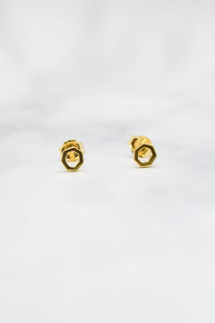Corinthians Collection 14K Gold Plate 7-Sided Petite Stud Earrings