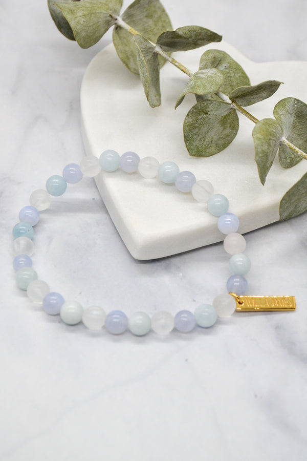 Motherhood Collection 14K Gold Plate Multi Gem Stretch Bracelet