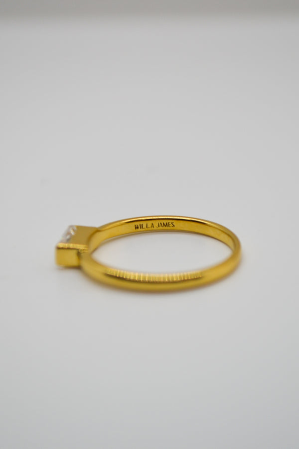 Matthew Collection 14K Gold Plate Petite East/West Clear Quartz Baguette Stack Ring
