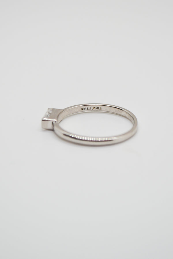 Matthew Collection White Rhodium Plate Petite East/West Clear Quartz Baguette Stack Ring