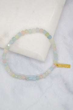 Inner Strength and Determination 14K Gold Plate Morganite Stretch Bracelet