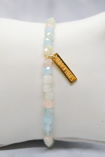 Inner Strength and Determination 14K Gold Plate Morganite Stretch Bracelet