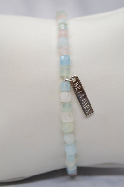 Inner Strength and Determination White Rhodium Plate Morganite Stretch Bracelet