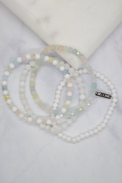 Inner Strength and Determination White Rhodium Plate Set of 4 Gemstone Bracelets