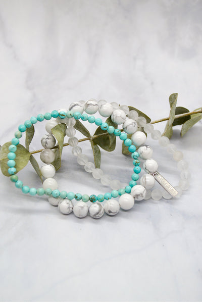 Tranquil Mind and Serenity White Rhodium Plate Set of 3 Bracelets