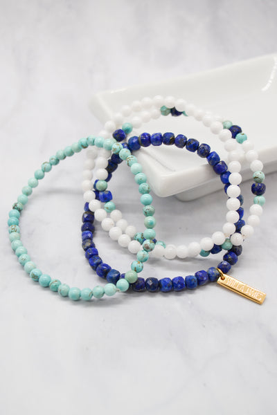 Wisdom and Truth 14K Gold Plate Set of 4 Gem Bracelets