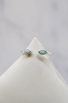 Isaiah Collection White Rhodium Plate Open Shank Double Marquise Amazonite Stack Ring