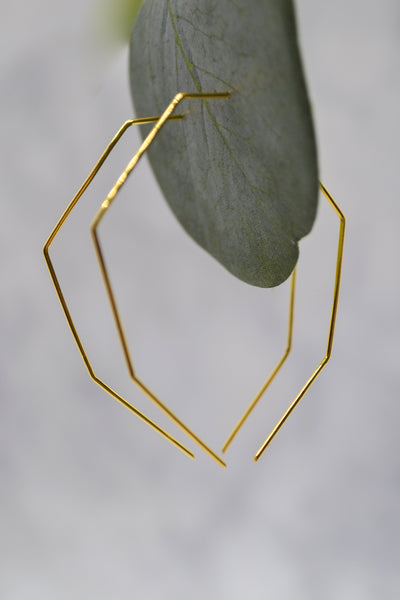 James Collection 14K Gold Plate Heptagon Wire Threader Earrings