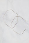 James Collection White Rhodium Plate Heptagon Wire Threader Earrings