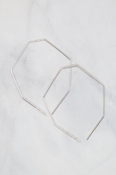 James Collection White Rhodium Plate Heptagon Wire Threader Earrings