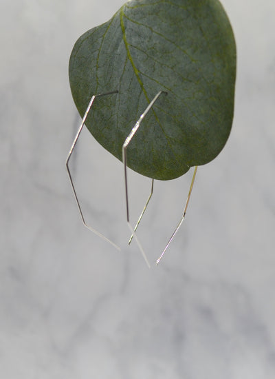 James Collection White Rhodium Plate Heptagon Wire Threader Earrings