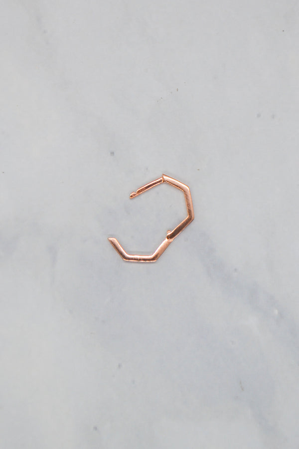 James Collection 14K Rose Gold Plate 12mm Heptagon Huggie Hoop Earrings